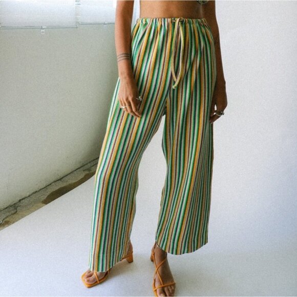 Boheme Pants - Boheme goods green stripe terry trouser
